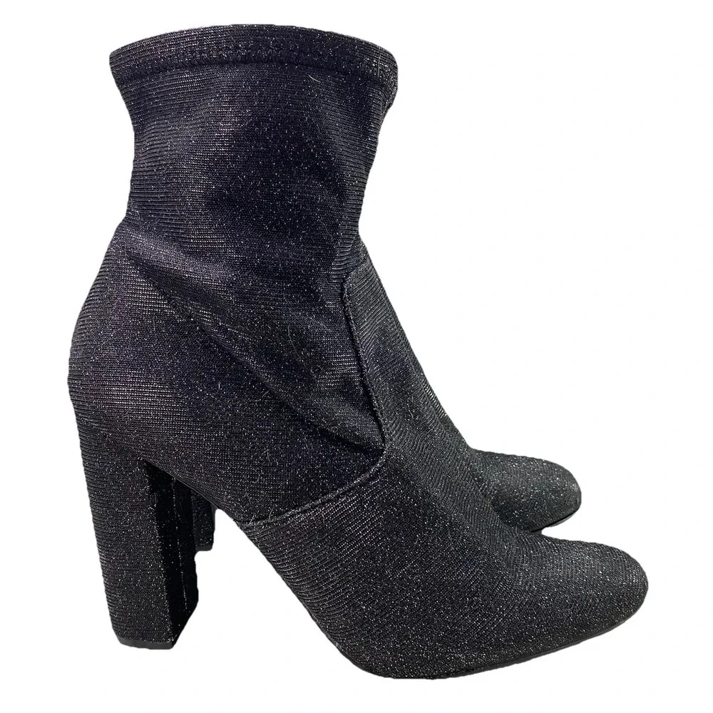 Steve Madden Womens Brisk Block-Heeled‎ Sexy Ankle Boots- Black Metallic-Sz.10M
